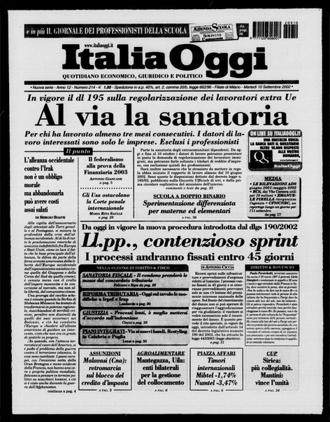 Italia oggi : quotidiano di economia finanza e politica